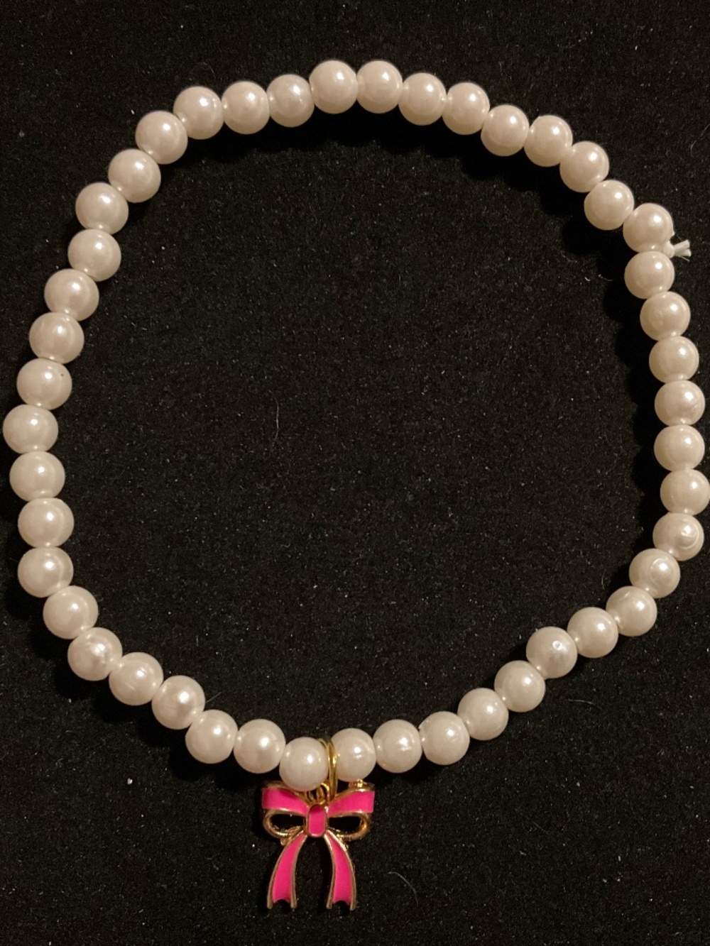 Parky’s Place Size Medium Pearl Beaded Cat Collar with Rose Red Bow Charm 🐾